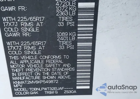 2019 Nissan Rogue S из США, поврежденный, VIN KNMAT2MV6KP549872